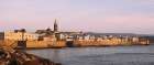 Relaxing sunset on the bastion of the old mediterranean city of Alghero Art Print