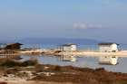 Stintino-sea-salt-flats-wooden-houses-II Art Print