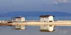Stintino-sea-salt-flats-wooden-houses-VII Art Print