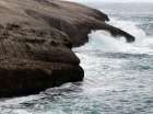 Waves Crashing on smooth rocks Art Print