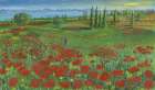 Tuscan Country Landscape with poppies Art Print