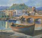 Boat on the river of Bosa sardinia Art Print