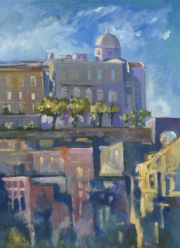 A dome old town of Cagliari Art Print by Gianfranco Zucca