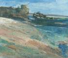 Beach near the old town italy Art Print