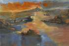 Coastal landscape at sunset sardinia island Art Print