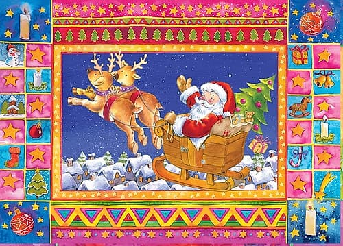 Santa and Friends 2 Art Print