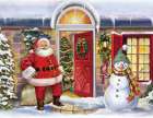 Santa At Porch Art Print
