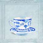 Watercolored Blue and White Tea Cup Art Print