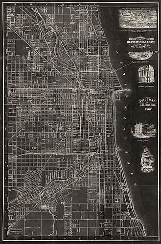 Antique Map of Chicago Art Print by Blanchard