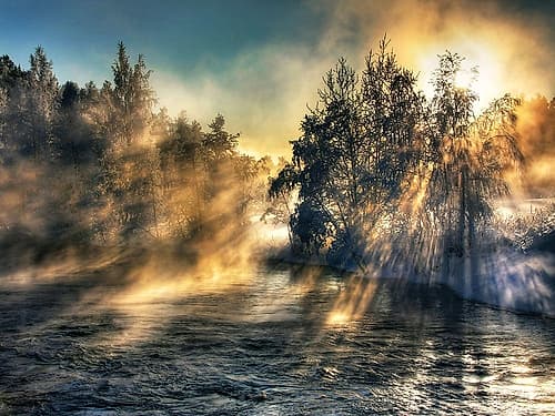 Foggy River Landscape Print