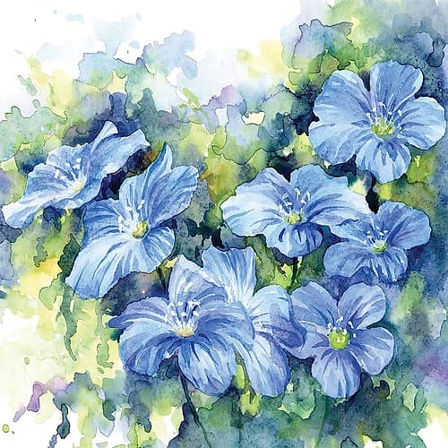 Spring Flowers in Blue Art Print