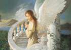 Angel on Stairway Art Print by Unknown