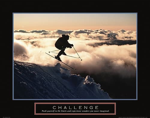 Challenge - Skier in Clouds Art Print by Frontline