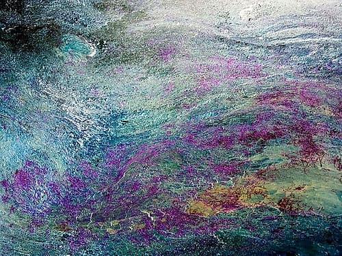 Turquoise Sediments Art Print by Grayscale