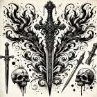 Sword Of Fire Abstract Art Print