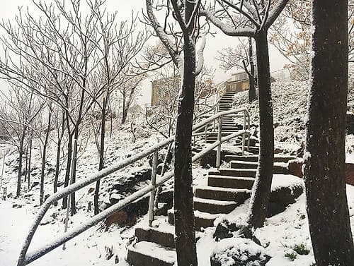 Jerome Snowy Stairs I Landscape Print