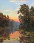 Evening at the lake Art Print