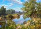 Landscape with river Art Print