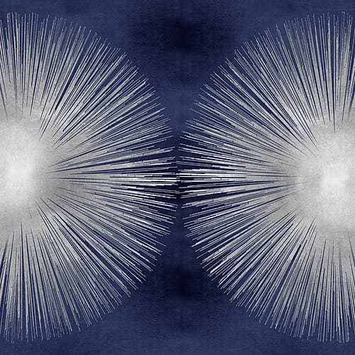 Silver Sunburst on Blue II Art Print by Abby Young