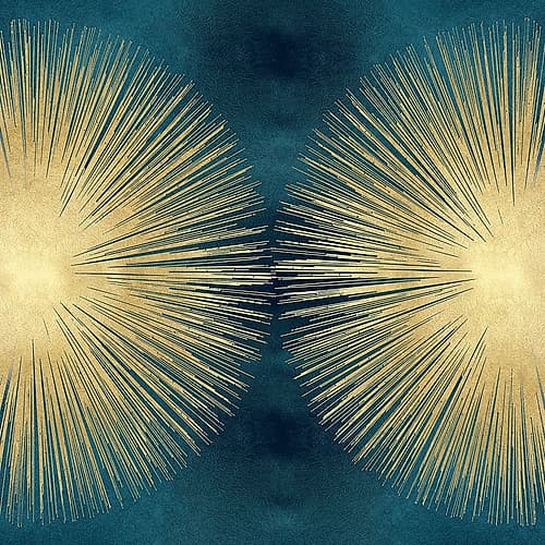 Sunburst Gold on Teal II Art Print