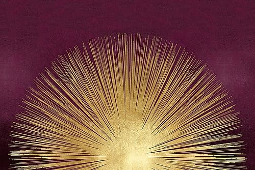 Sunburst Rising on Burgundy Art Print by Abby Young