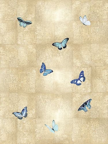Butterflies Blue on Gold I Art Print by Madeline Blake