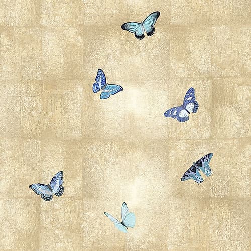 Butterflies Blue on Gold III Art Print