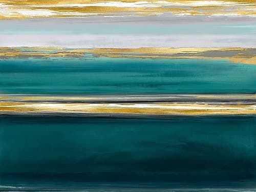 Parallel Lines on Teal Art Print by Delphine Corbin