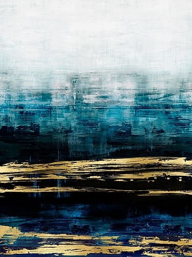 Aqua Reflections with Gold Art Print