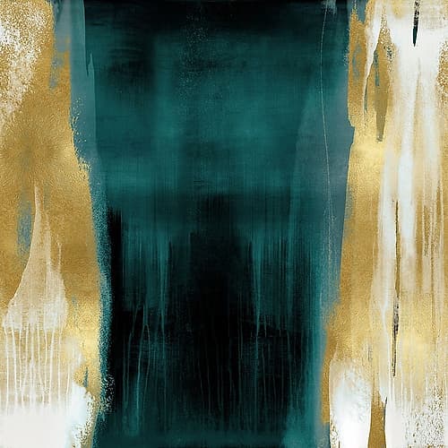 Free Fall Green with Gold II Art Print