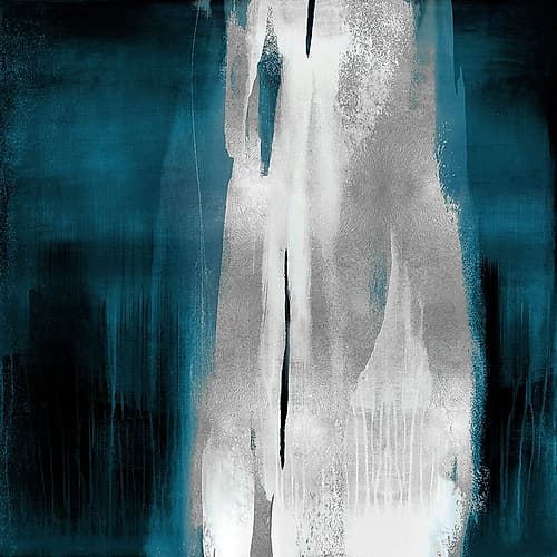 Free Fall Teal with Silver I Art Print by Christine Wright