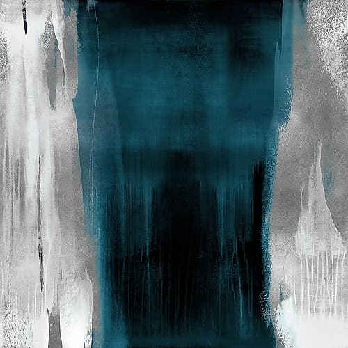 Free Fall Teal with Silver II Art Print by Christine Wright