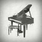 Black and White PIano Art Print