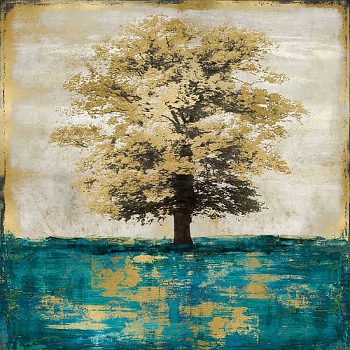 Stately - Aqua with Gold Art Print