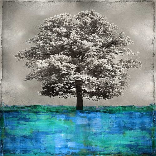 Stately - Blue on Silver Art Print by Eric Turner