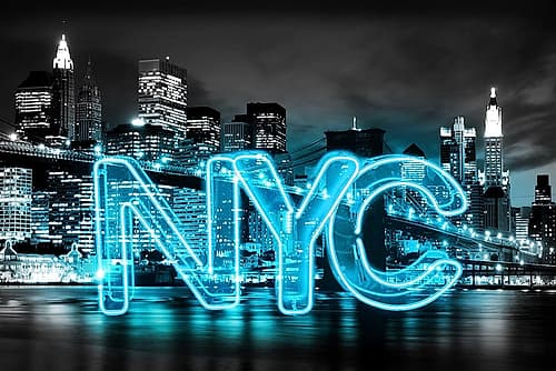 Neon New York City AB Landscape Print
