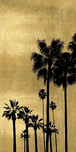 Palm Silhouette on Gold II Tropical Print