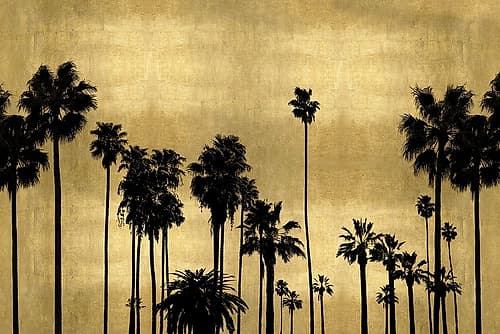 Palm Row on Gold Tropical Print