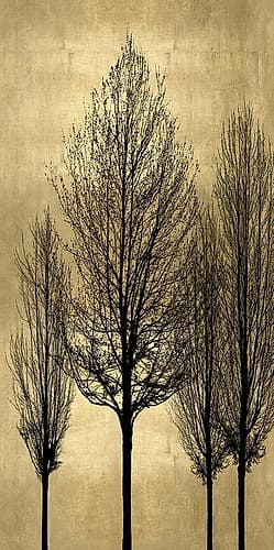 Tree Silhutette on Gold II Art Print by Kate Bennett