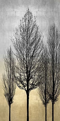 Trees on Silver and Gold II Art Print by Kate Bennett