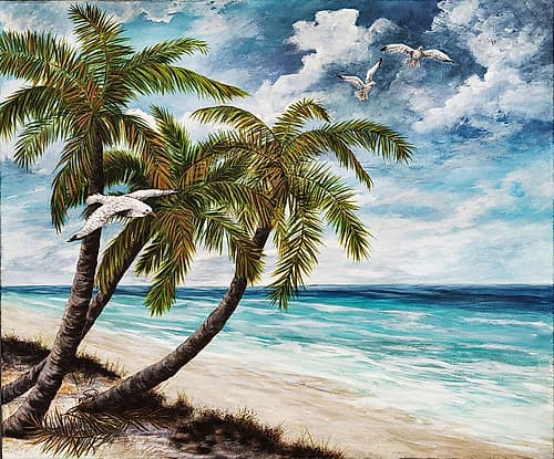 Playful Gulls Beach Print