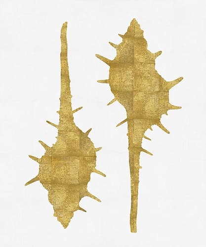 Sea Life - Gold on White II Art Print