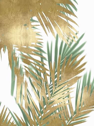 Palm Shadows Gold on Green II Coastal Print