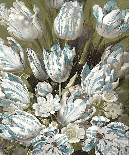 Tulip Bouquet in Aqua Art Print