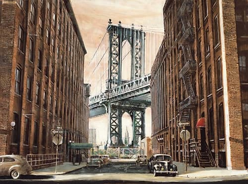 View to the Manhattan Bridge Landscape Print
