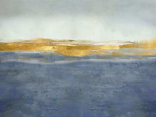 Linear Gold on Blue Art Print