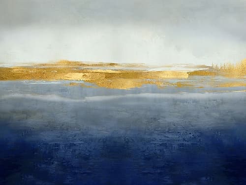Linear Gold on Indigo Art Print