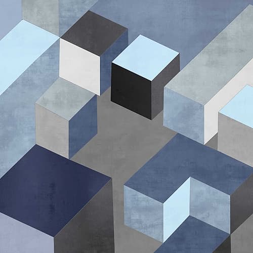 Cubic in Blue I Art Print by Todd Simmions
