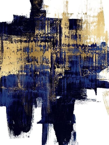 Dynamic Gold on Blue I Art Print by Alex Wise
