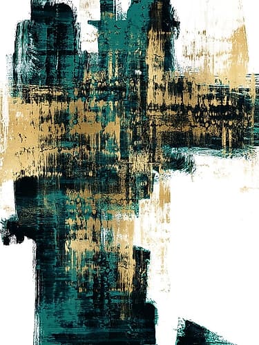 Infatuation Gold on Teal I Art Print by Alex Wise